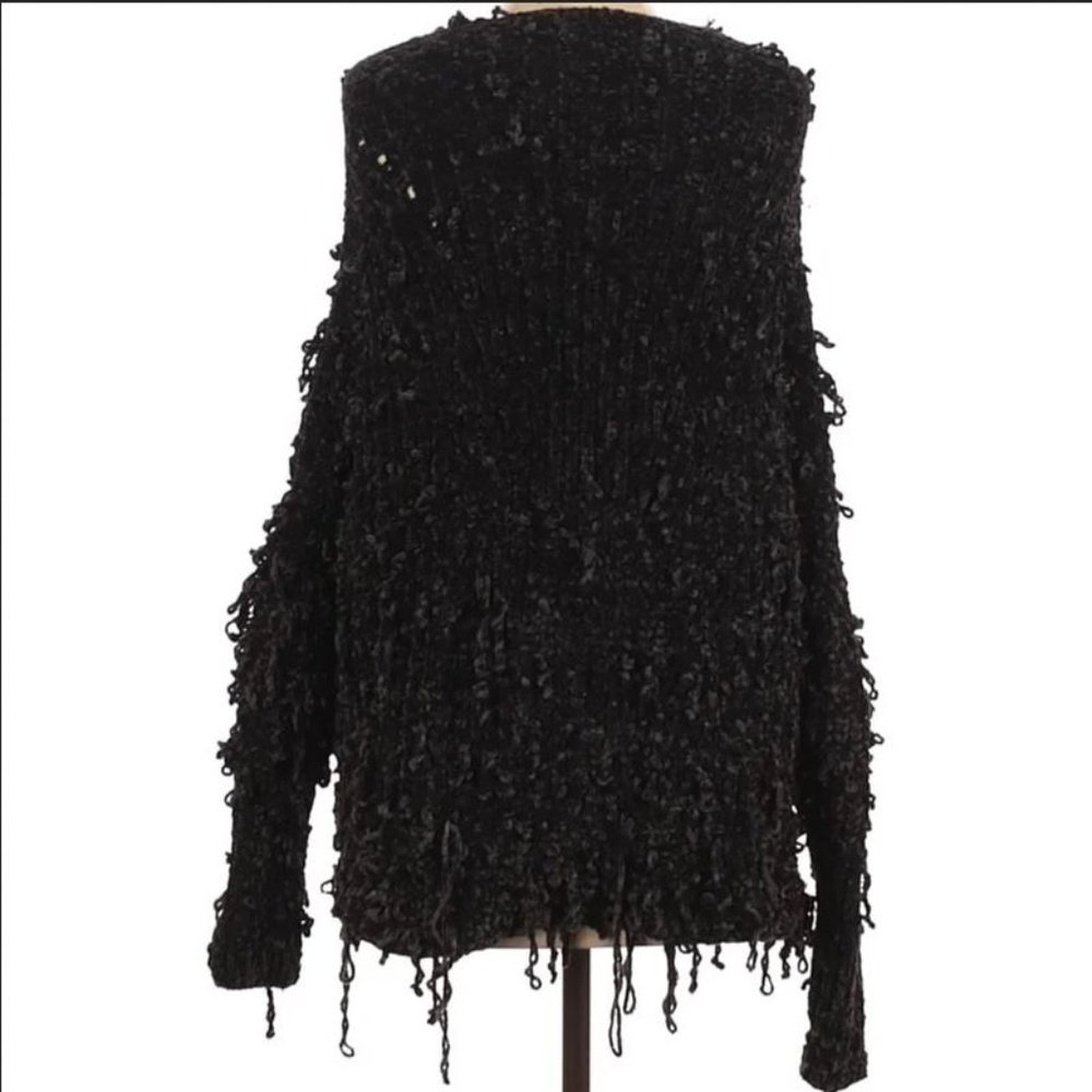 POL Sz S Women's Black heavy knit oversized chenille distressed sweater NWOT